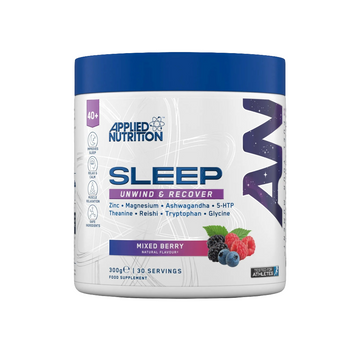 Applied Nutrition Sleep Support Supplement 300g Mixed Berry flavour front packaging for restful sleep