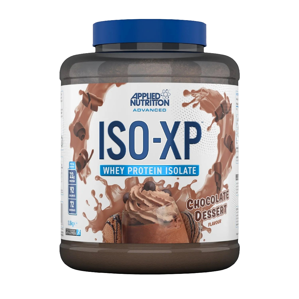 Applied Nutrition ISO-XP Whey Protein Isolate front packaging, ultra-pure lean protein powder supplement