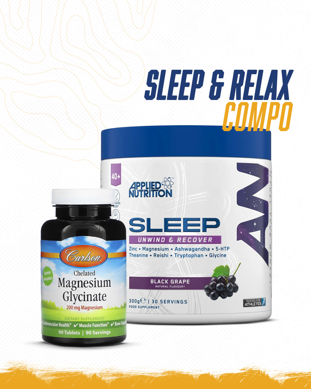Sleep & Relax Stack with SLEEP Unwind & Recover and Magnesium Glycinate for better rest and recovery