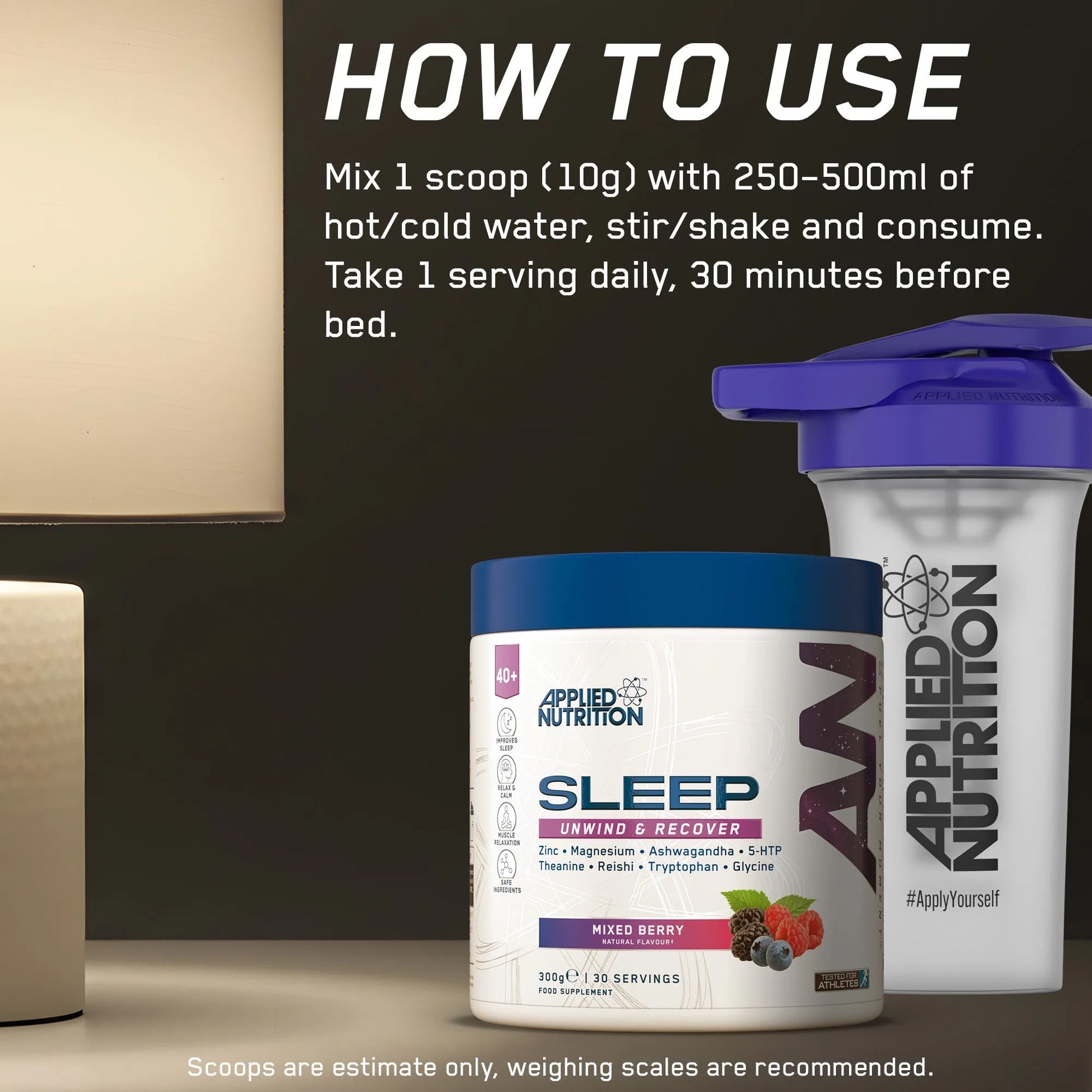 How to use Applied Nutrition Sleep Support powder serving suggestion and preparation instructions