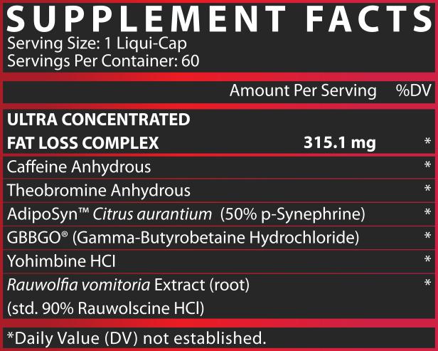 Nutrex Lipo 6 Black Ultra Concentrate thermogenic supplement side view showing capsule details