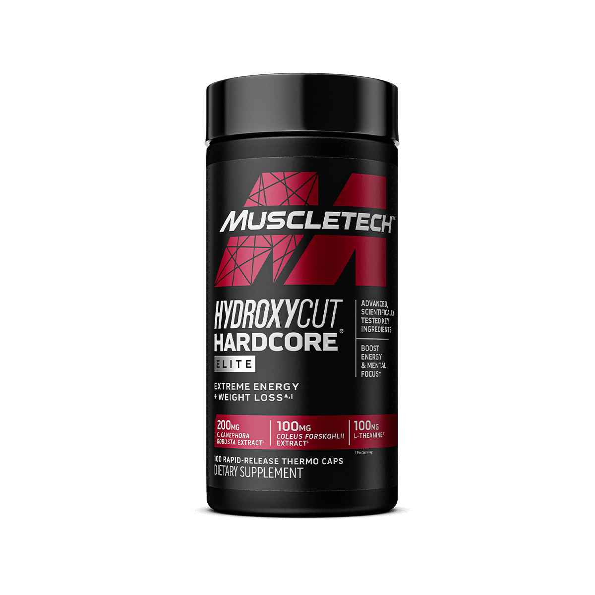 MuscleTech Hydroxycut Hardcore Elite 110 capsules thermogenic fat burner front label