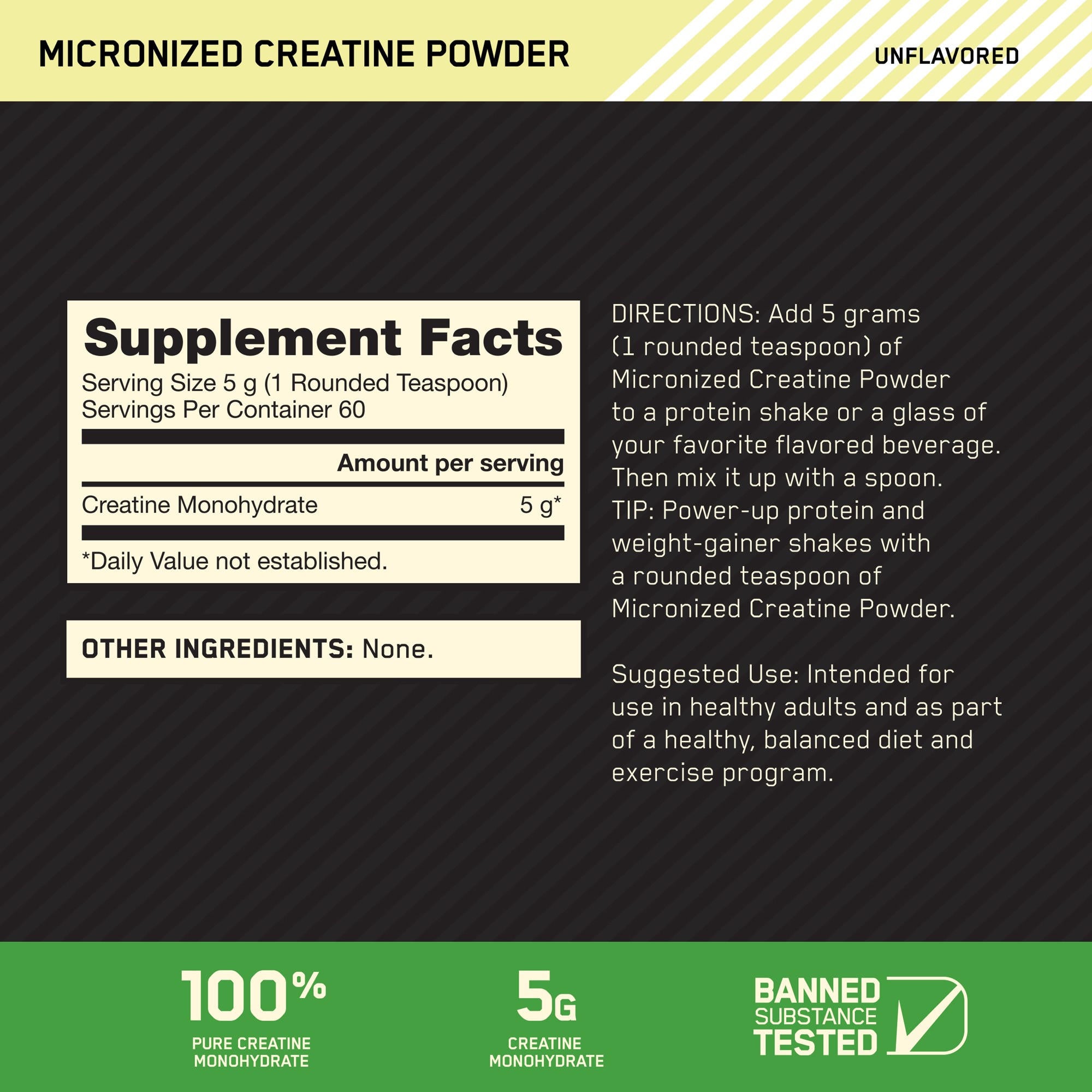 Optimum Nutrition Micronized Creatine unflavored 300g supplement lifestyle fitness product view