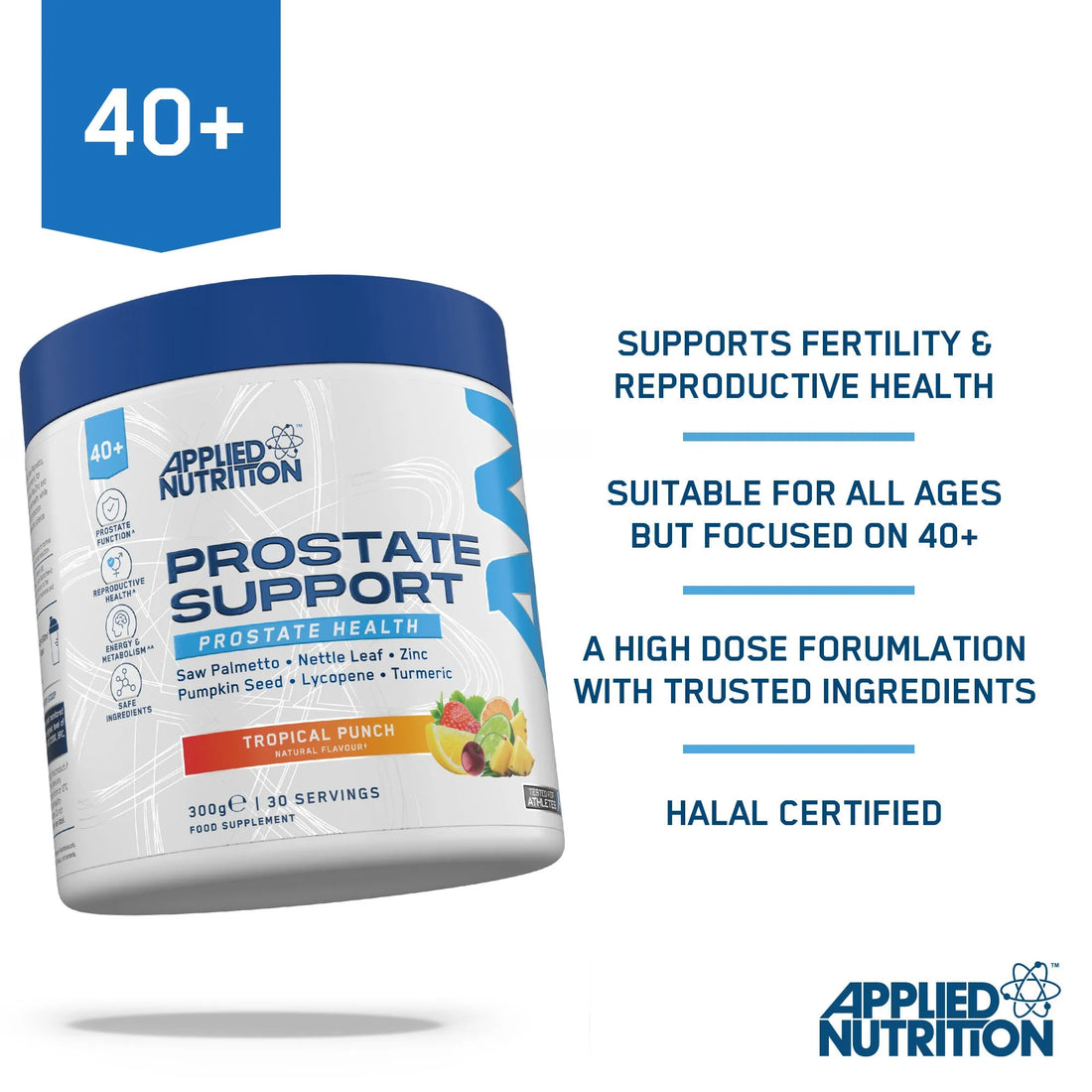 Prostate Health 300g supplement back panel with ingredient and dosage information