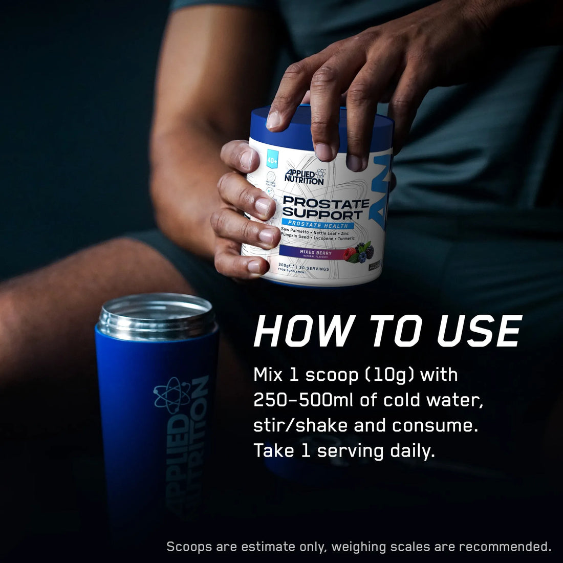 Applied Nutrition Prostate Health supplement facts label with key nutrient breakdown
