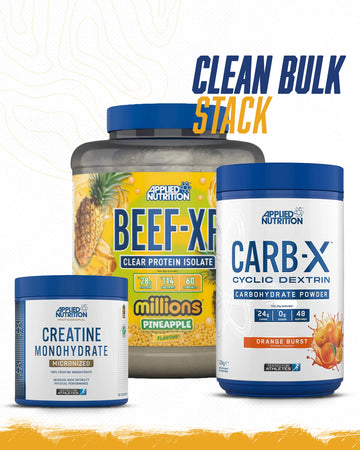 Clean Bulk Stack with Beef-XP Protein, Carb-X Cyclic Dextrin and Creatine Monohydrate for lean muscle gains