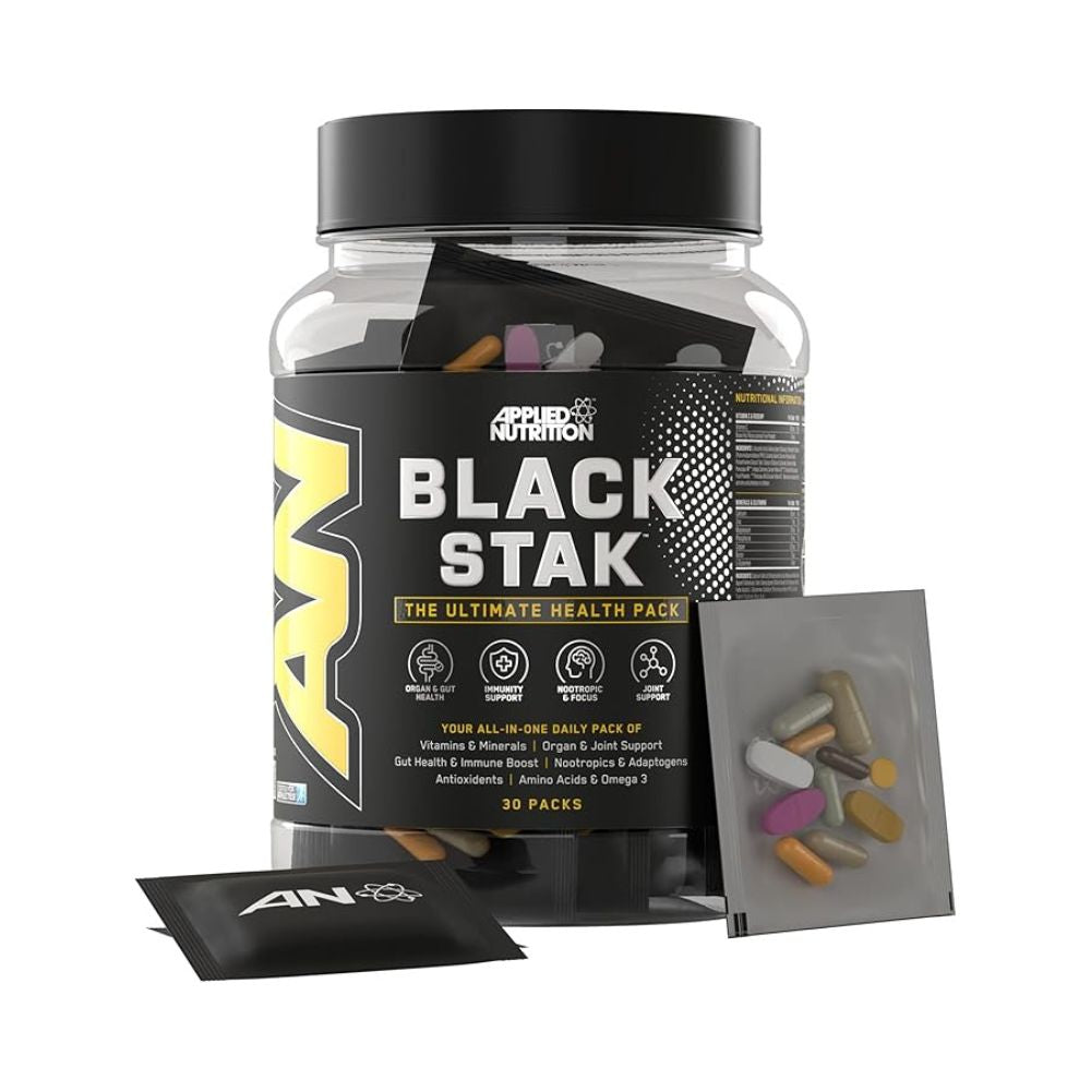 Applied Nutrition Black Stak Multivitamin 30 sachets daily supplement pack front view